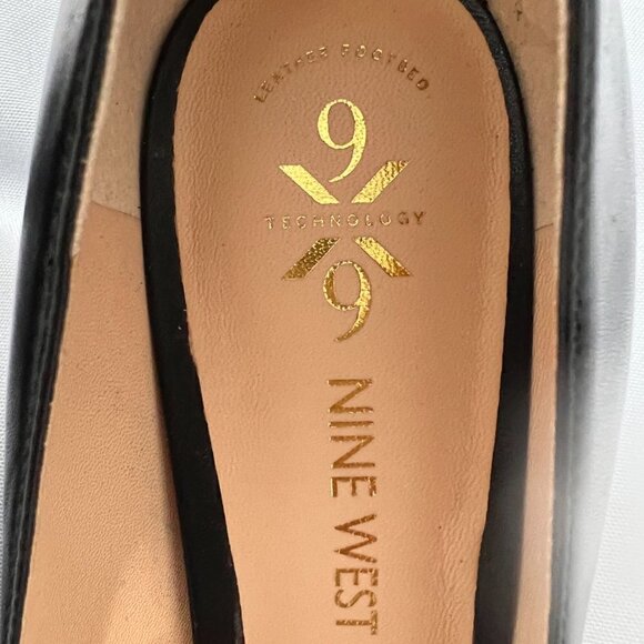 Nine West Soho 9X9 Leather Upper And Lining Pointed Toe Pumps Black Shoes - Picture 2 of 7